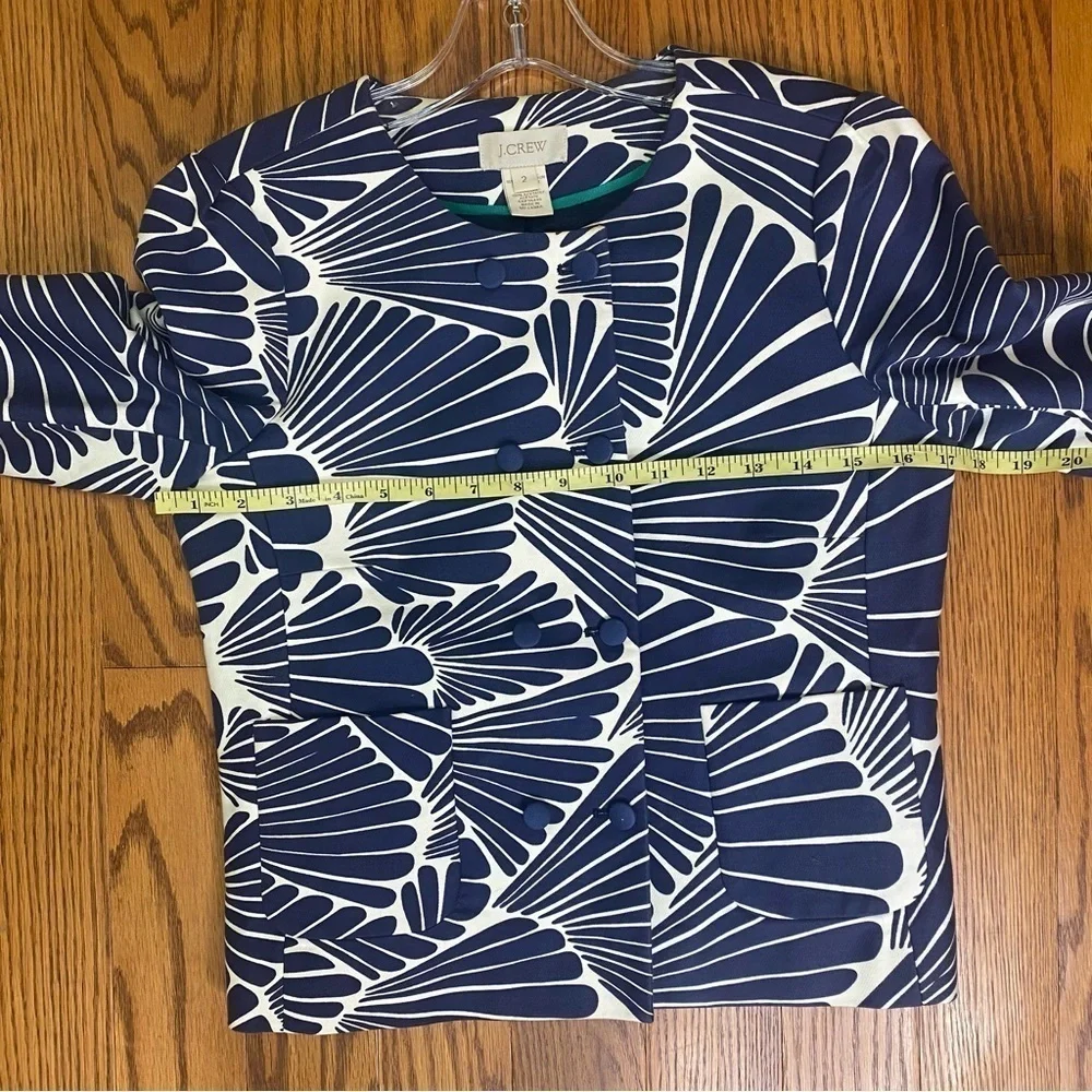 J.Crew blue white fanfare blazer separate double breasted jacket size 2 - Picture 10 of 12